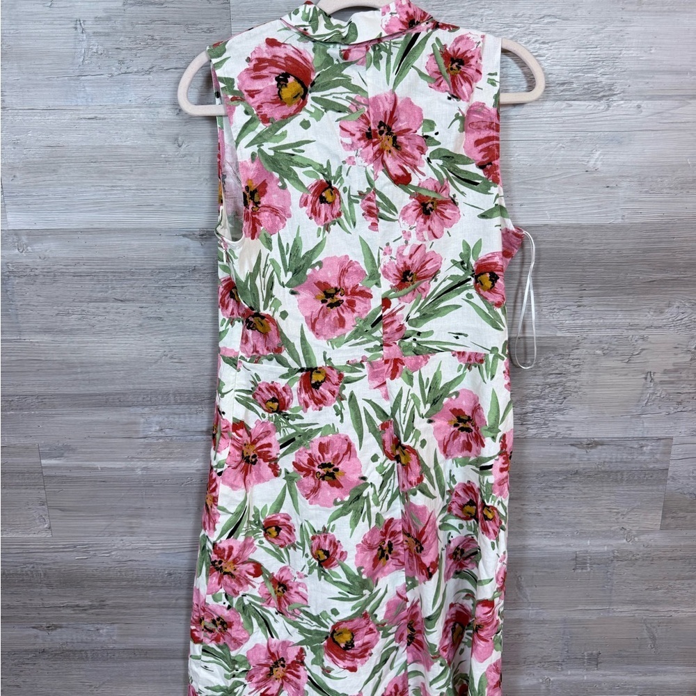 NWT T Tahari Floral Sleeveless Linen Blend A-Line Dress - Size 10 - Picture 3 of 9